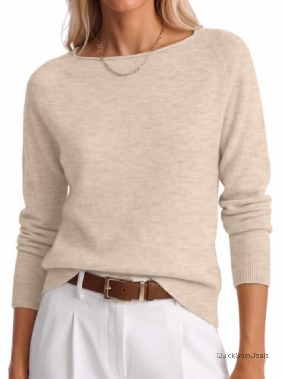Women's Long Sleeve Rolled Neck Lightweight Sweater Pullover - Soft & Breathable